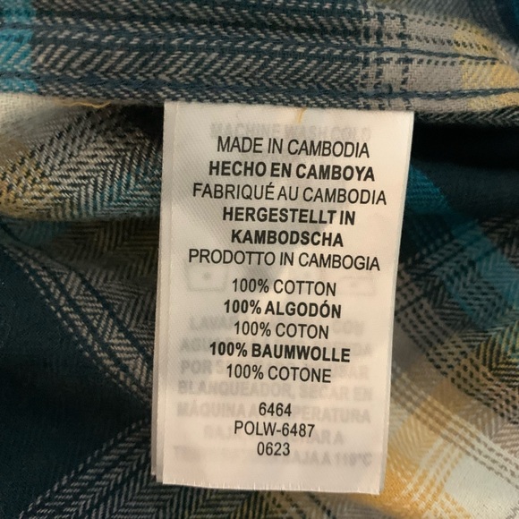 Legendary Whitetails Men Teal and Yellow Plaid Shirt - Picture 6 of 6